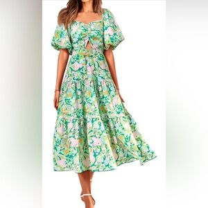 Green Floral Dress perfect for Spring 🌷